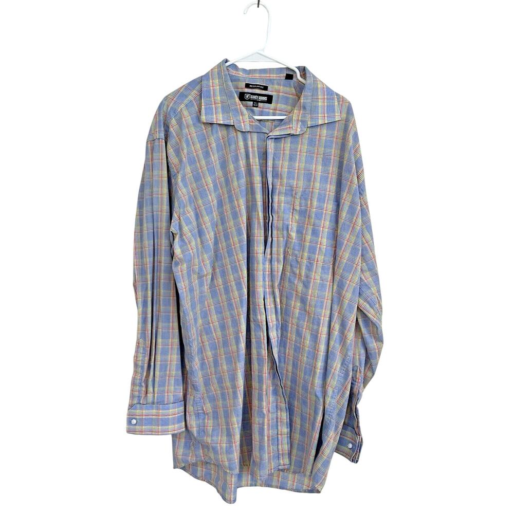 Stacy Adams Men`s Multicolor Plaid Size 18.5 36/37 Long‎ Sleeve Button Up Shirt